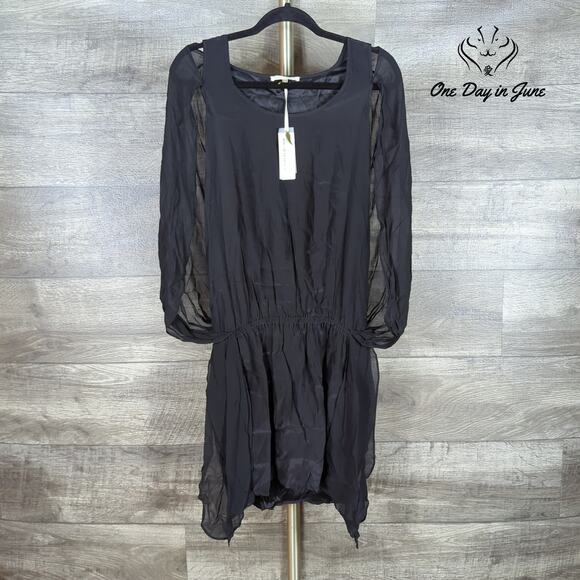 Gold Hawk Silk Black Caplet Dress Size S - Picture 1 of 6